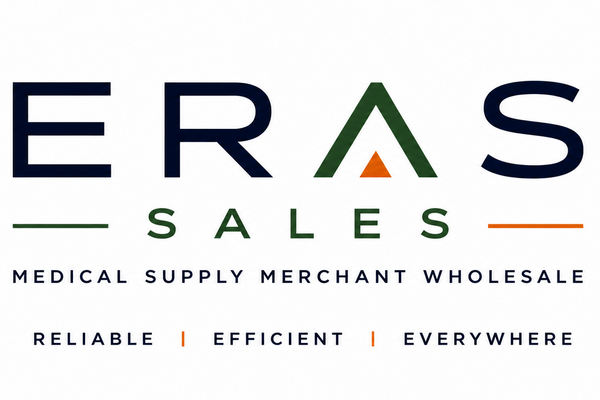 Logo and branding for ERAS Sales, a medical supply merchant wholesale company.